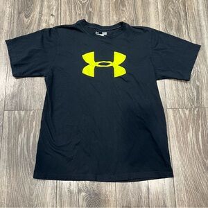 🍀 3/$30 Under Armour Youth Large Logo T-Shirt - Black and Neon Yellow